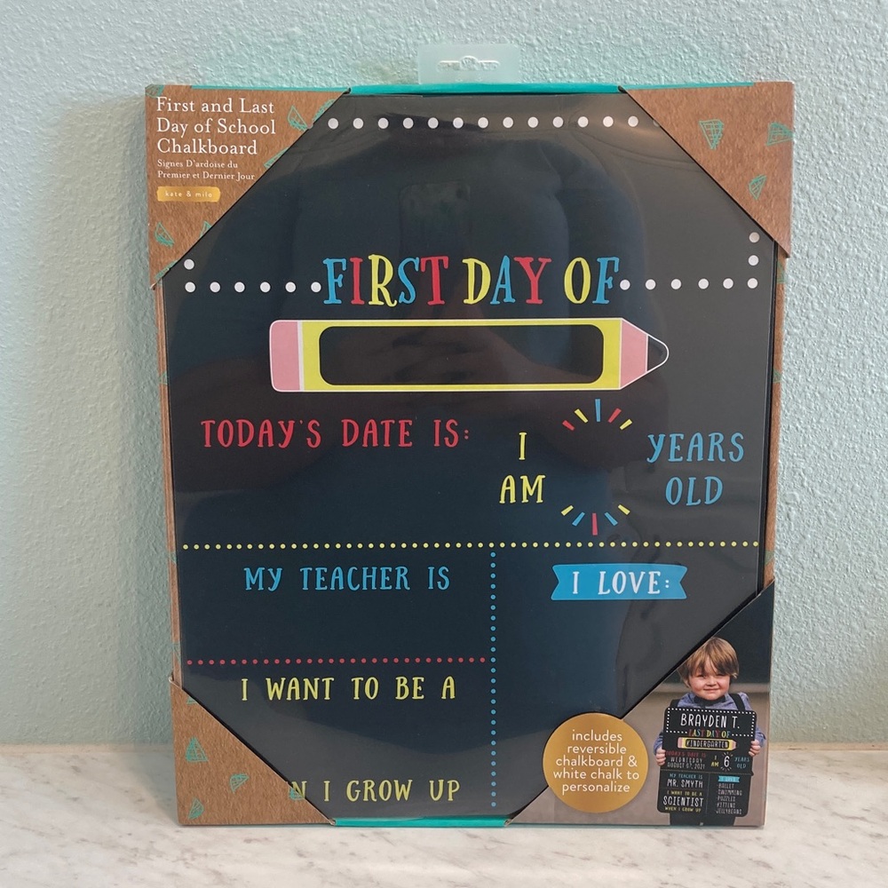 NEW Kate & Milo First and Last Day of School Reversible Chalkboard Sign